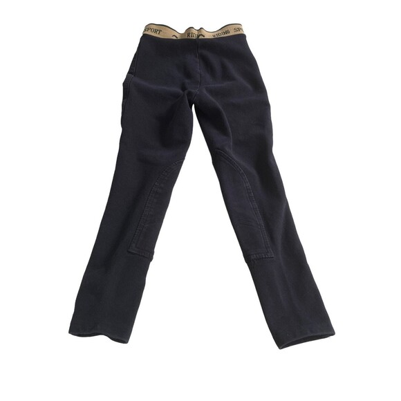 Riding Sport Horse Back Riding Breeches Girls Size Large Black Tan Waist Band - Picture 8 of 11